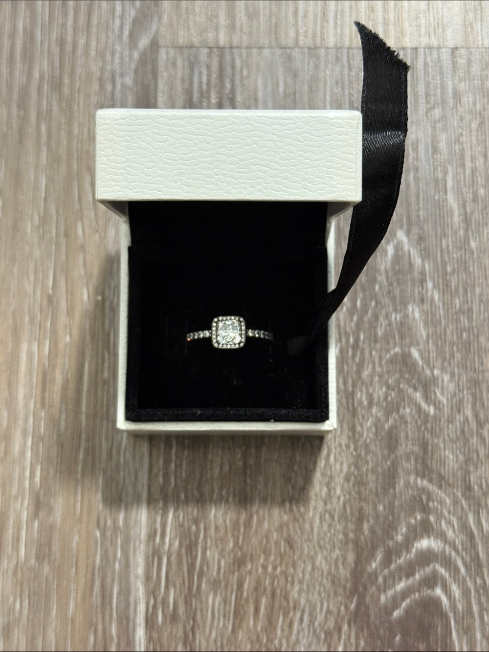 Pandora Square Sparkle Halo Ring